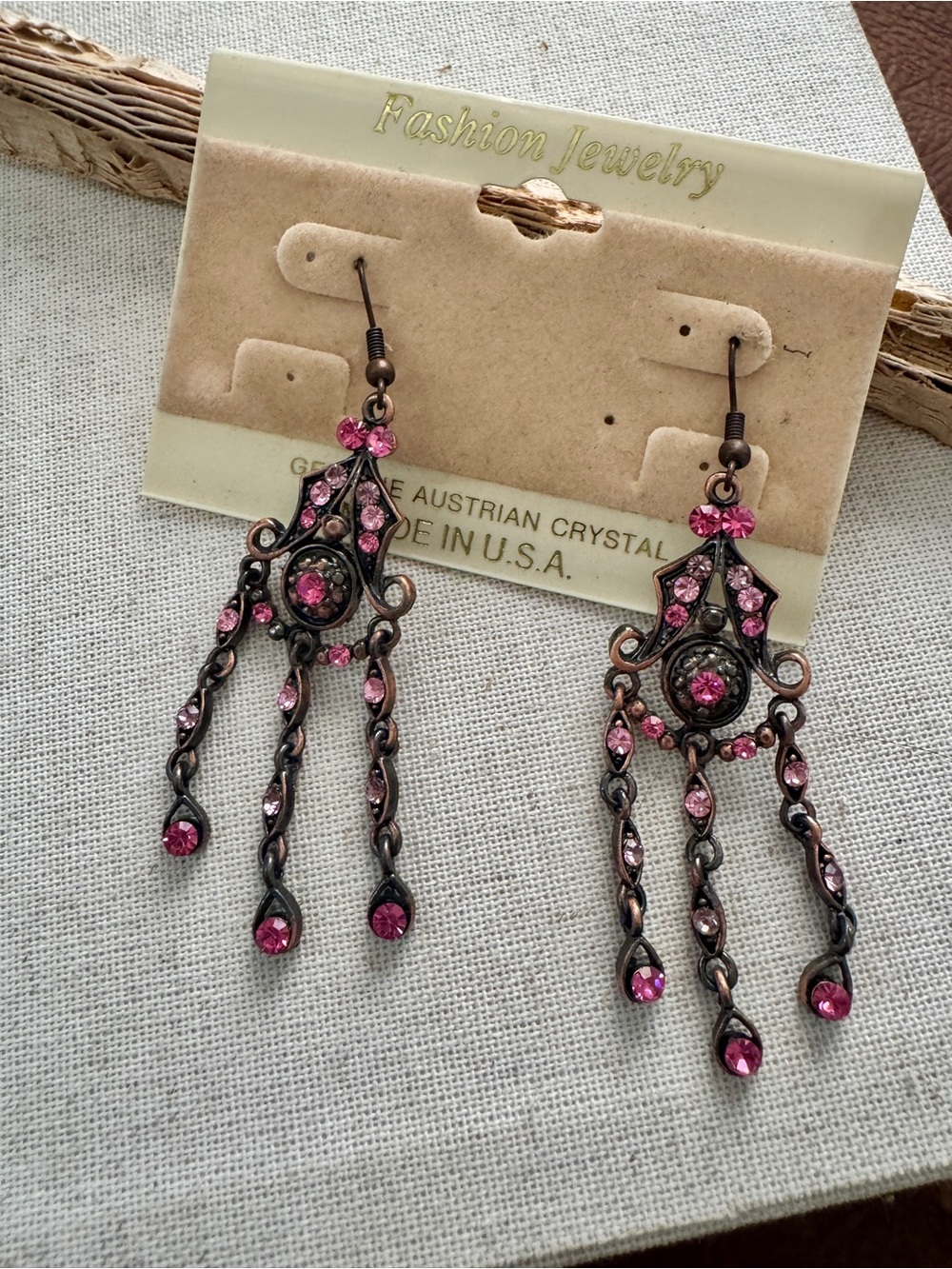 Pink Austrian Crystal Chandelier Dangle Earrings NWT